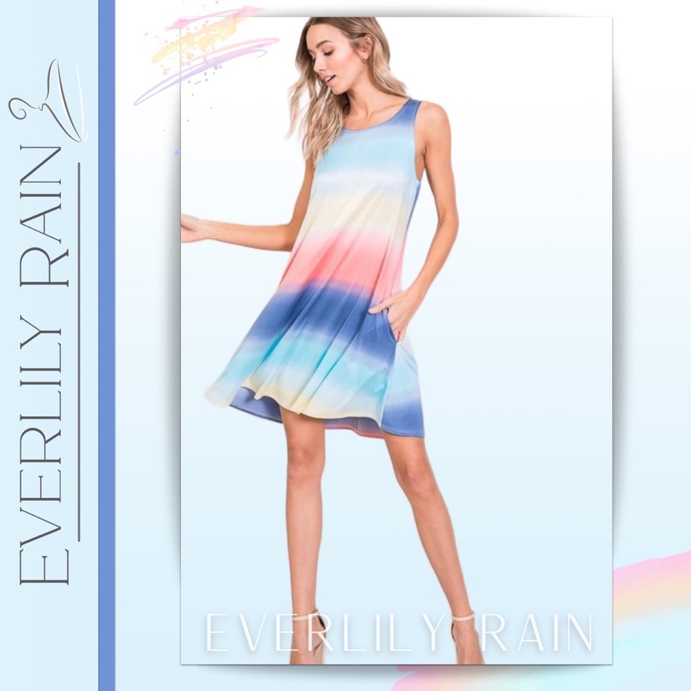 LAST ONE! Beautiful Rainbow Striped Tank Dress - Picture 2 of 14